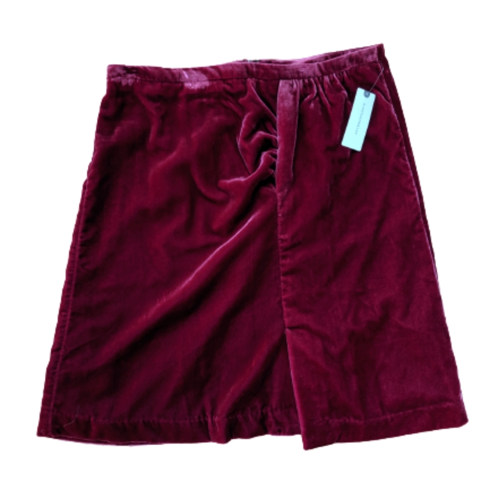 Anthropologie New With Tags Burgundy Velvet Skirt Womens Size 10